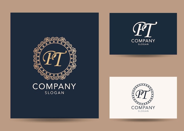 Modern monogram initial letter pt logo design template