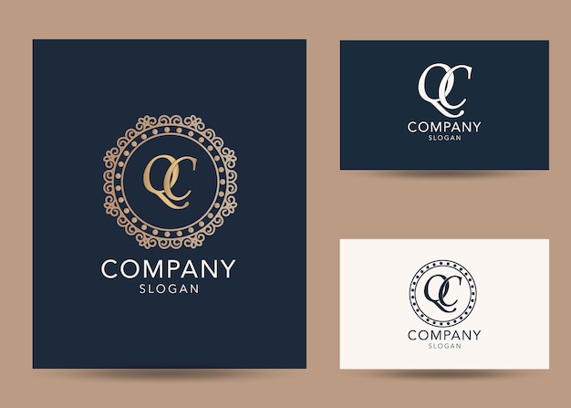 Modello moderno di progettazione del logo della lettera iniziale del monogramma qc