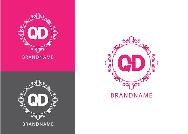 Modern monogram initial letter qd logo design template