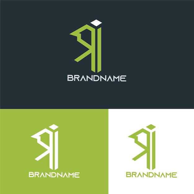 Modern monogram initial letter ri logo design template