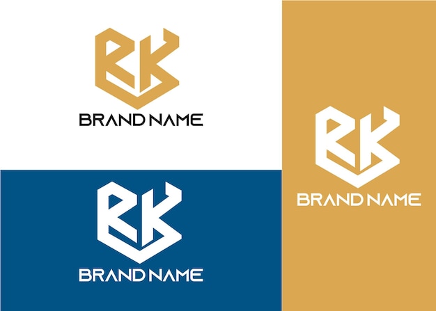 Modern monogram initial letter rk logo design template