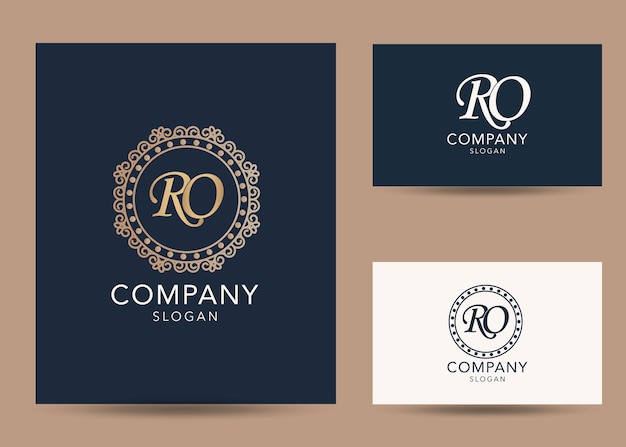 Modern monogram initial letter RO logo design template