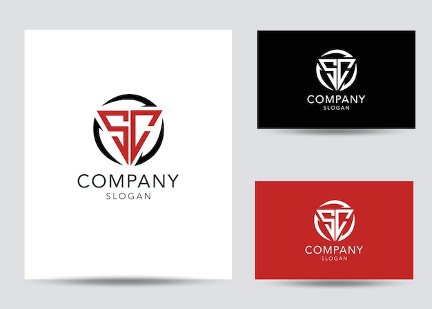 Modern monogram initial letter sc logo template