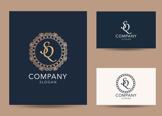 Modern monogram initial letter sq logo design template