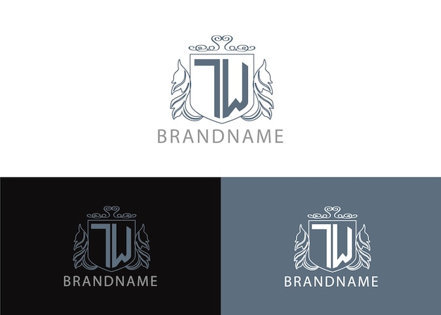 Modern monogram initial letter tw logo design template