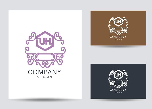 Modern monogram initial letter uh logo design template