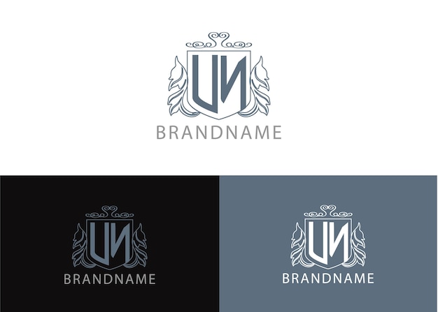 Modern monogram initial letter un logo design template