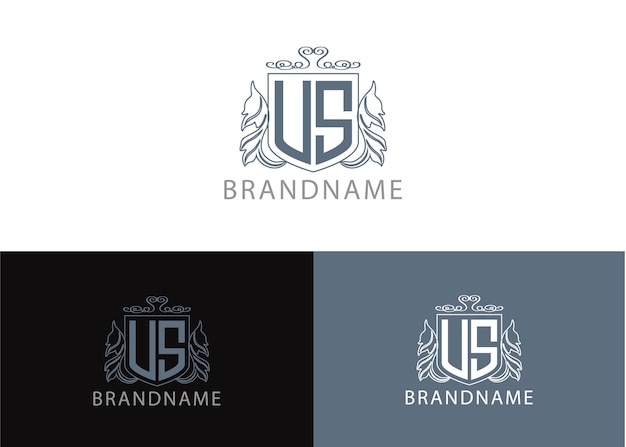Modern monogram initial letter us logo design template
