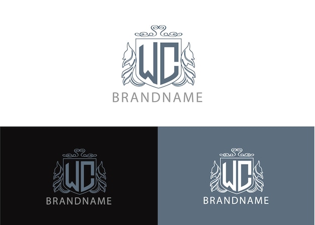 Modern monogram initial letter wc logo design template