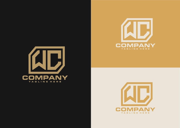 Modern monogram initial letter wc logo design template