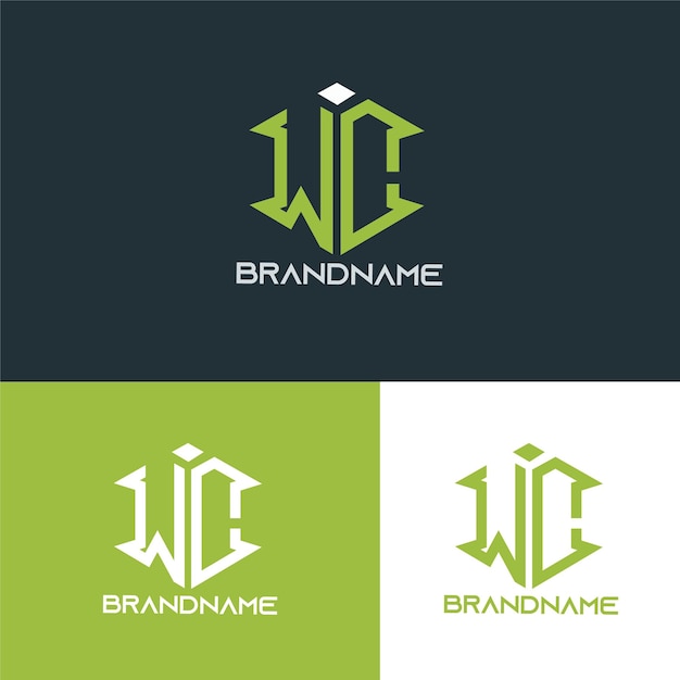 Modern monogram initial letter wc logo design template