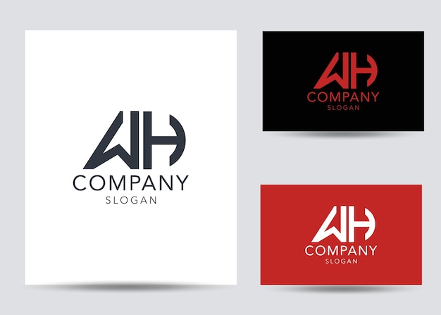 Modern monogram initial letter wh logo design template