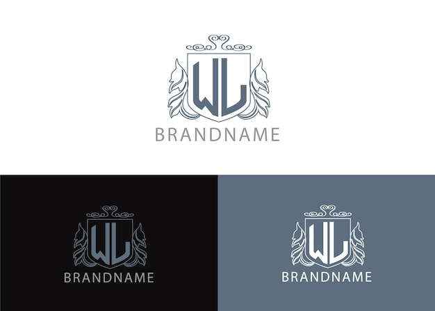 Modern monogram initial letter wl logo design template