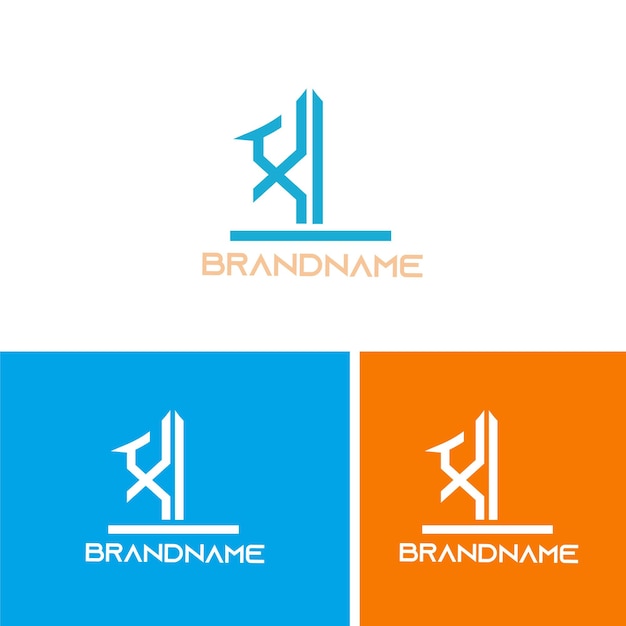Modern monogram initial letter xi logo design template