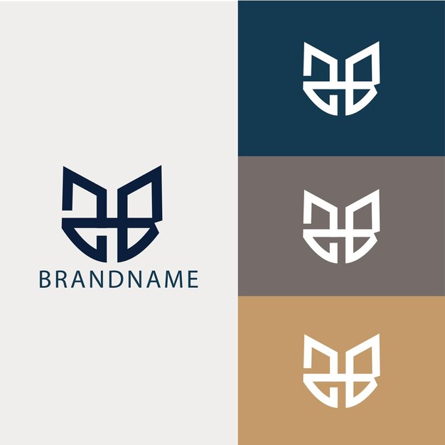 Modern monogram initial letter zbh logo template