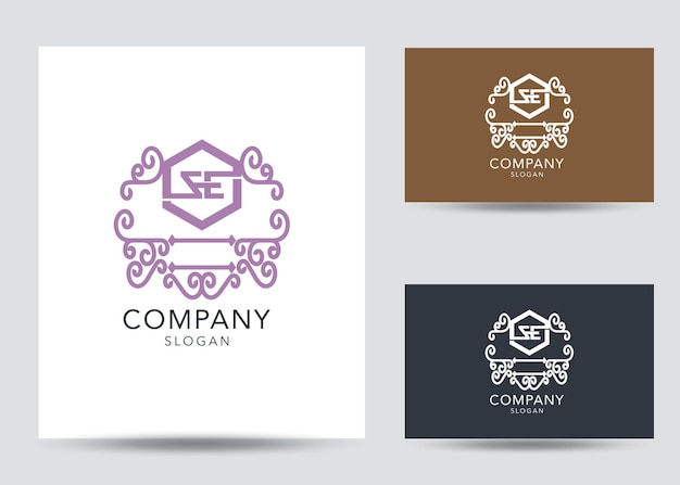 Modern monogram initial letter ze logo design template