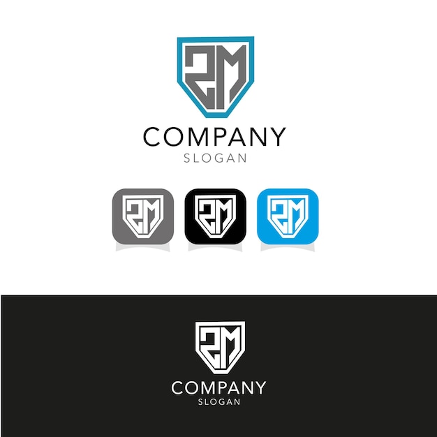 Modern monogram initial letter zm logo design template