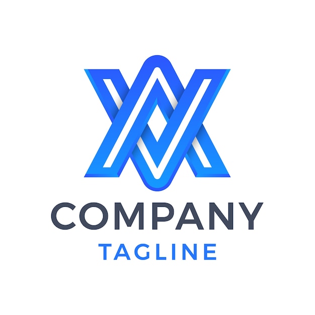 Moderna lettera monogramma va abstract 3d inline blue gradiente logo design