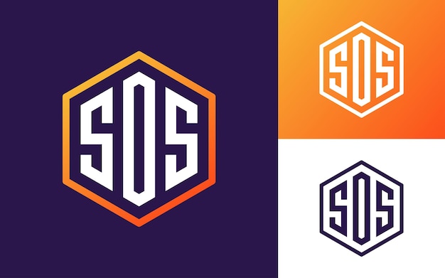 Modern Monogram Logo with Initial Letter S O S for Company or Sports Team