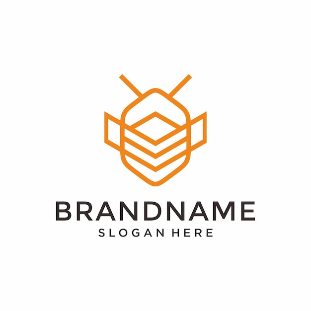 Modern monoline bee logo template
