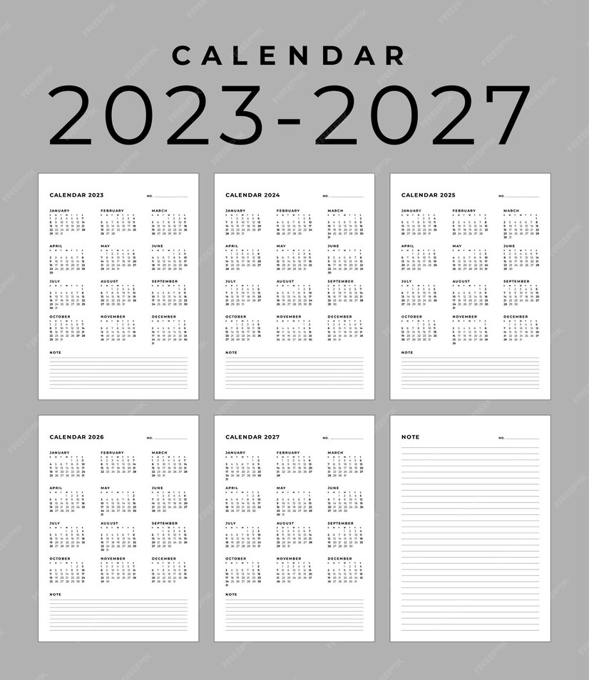 Premium Vector Modern monthly calendar and note for 2023 2024 2025