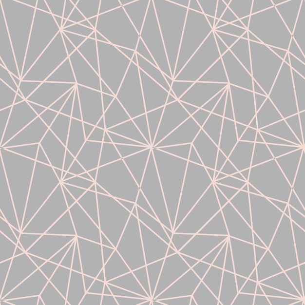 Modern mosaic seamless pattern with pastel color abstract triangles and thin lines