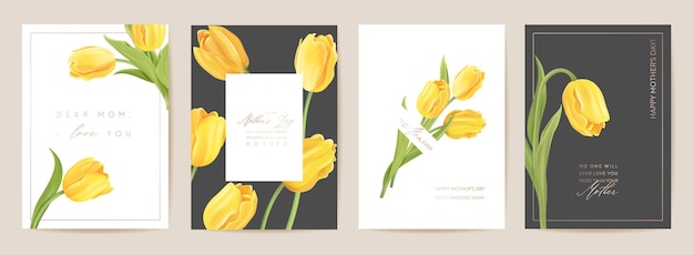 Modern mother day holiday card. mom and child postcard. spring floral vector illustration. greeting realistic tulip flowers template, flower background, summer party design, cover for mothers