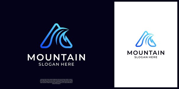 ベクトル モダン・マウント・シー・ロゴデザイン ベクトルイラスト 抽象的なa文字と波のロゴシンボル