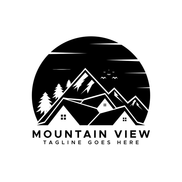 Modello di progettazione del logo di montagna moderno