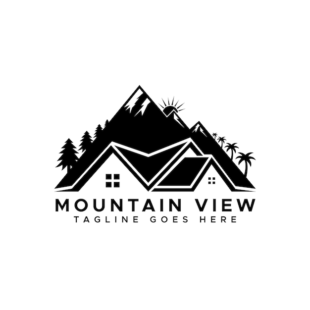 Modern mountain logo design template