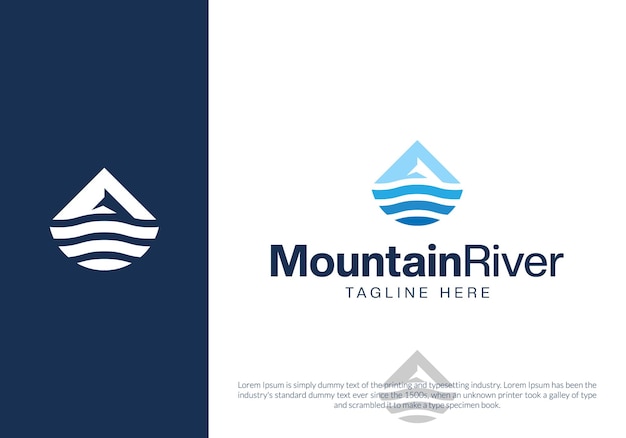 Modello di logo moderno fiume di montagna