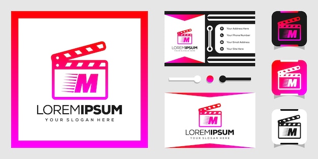 Modern movie lettering m and logo design