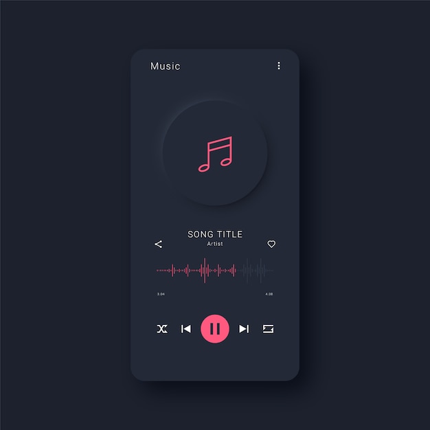 Vector modern music app interface