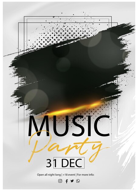 Vector modern music event poster with abstract brush stroke