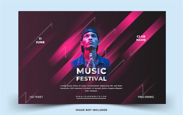 Vector modern music festival landscape template premium vector template