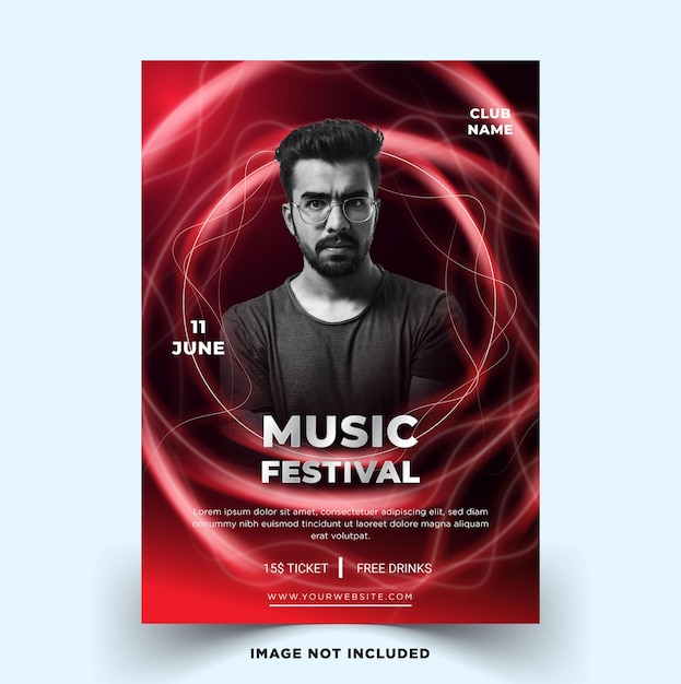 Modern music festival poster template with electro concept vector template