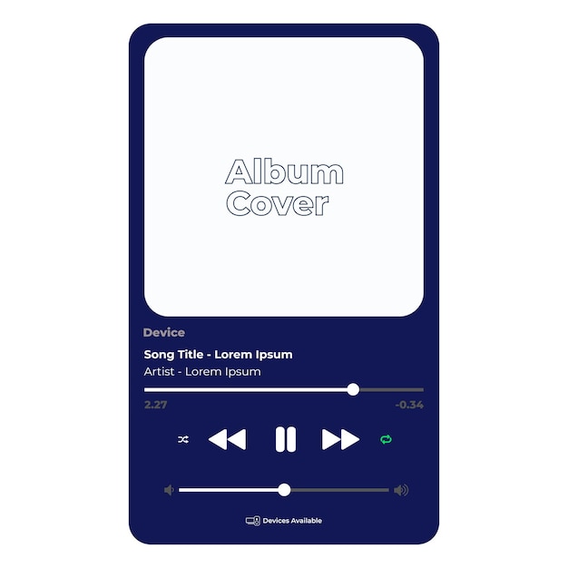 modern music player on smartphone isolated on white background