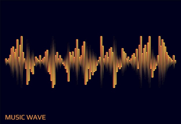 現代音楽の波のロゴ デジタル オーディオのコンセプト 様式化された波線要素 ベクトル カラフルなパルス イコライザー