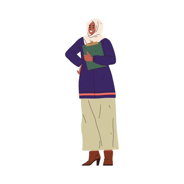 Vettore donna musulmana moderna che indossa l'hijab donna d'affari