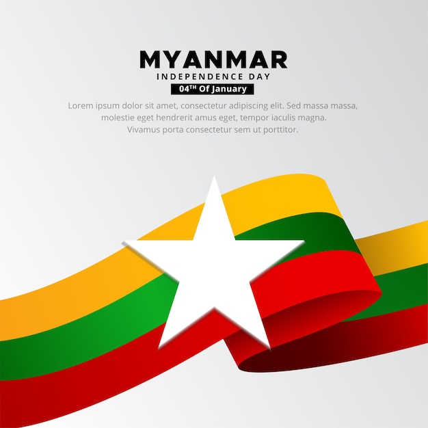 Vector modern myanmar independence day design background with wavy flag vector