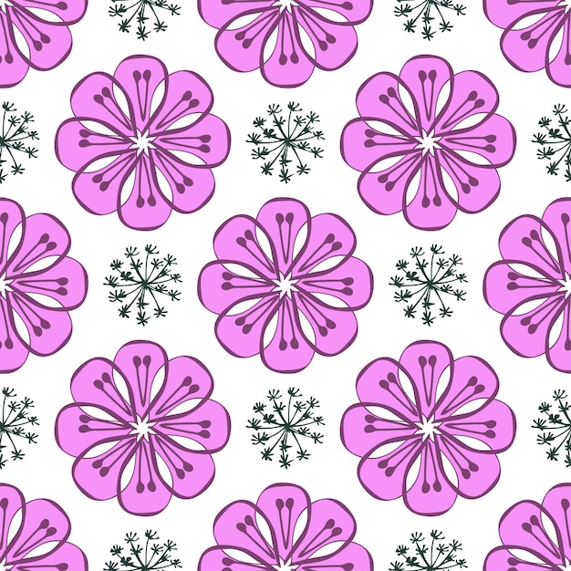 Modern naadloos patroon met bladeren, bloemen en bloemenelementen. goed om te printen. vector behang.