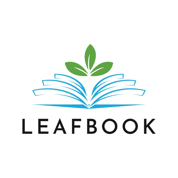 Modern natural leaf icon with book design logo concept icon template