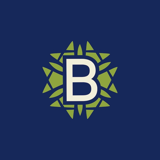 Vector modern and natural letter b green leaves floral logo