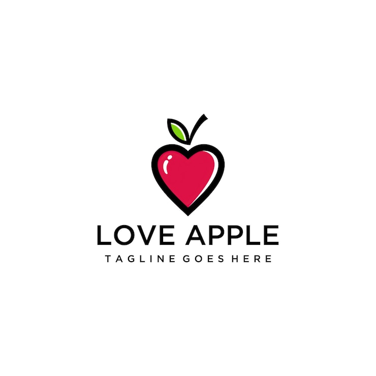 Vector modern natural love apple icon design logo concept icon template