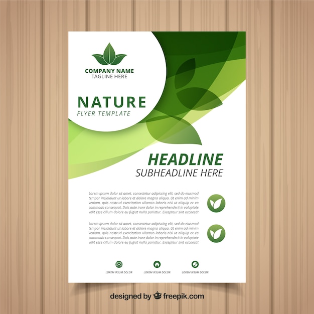 Modern nature flyer template with flat design