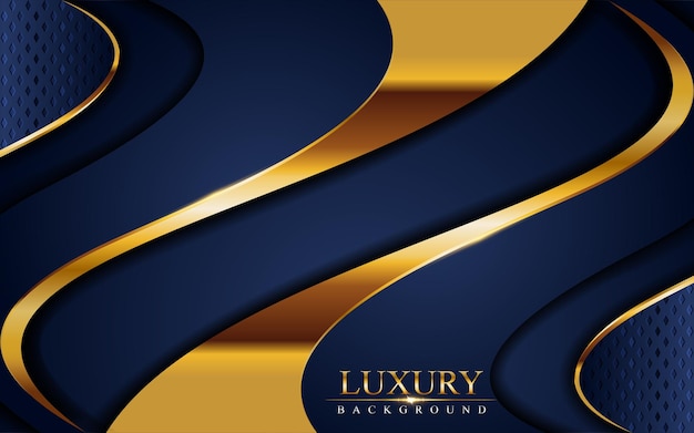 Modern Navy Blue Background Combined with Golden Lines Element. Graphic Design Element.