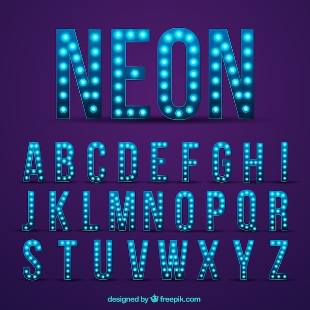 Modern neon alfabet