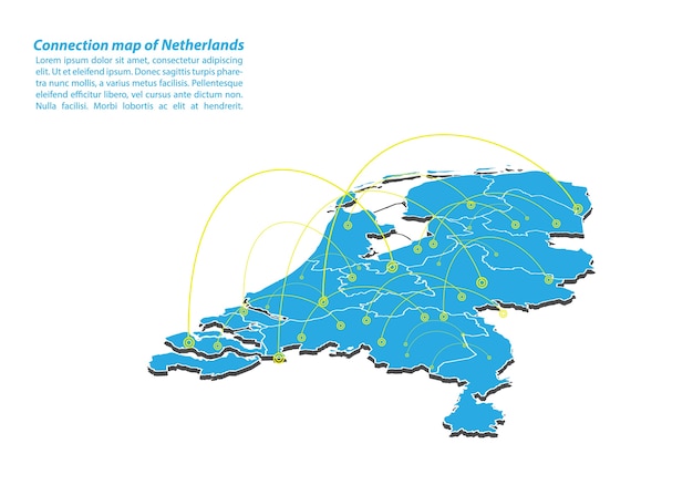 Vector modern of netherlands map connections network design