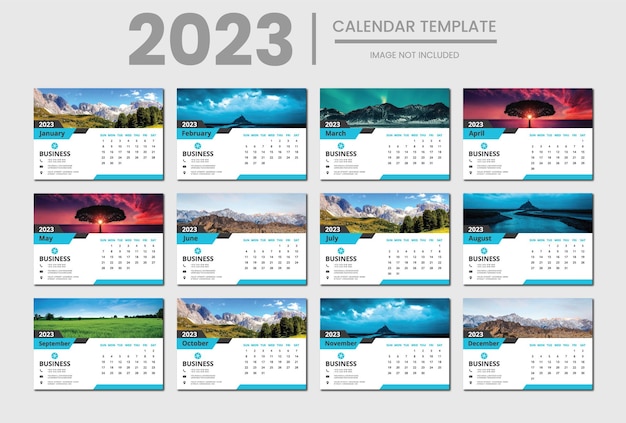 Modern new year 2023 desk calendar design template