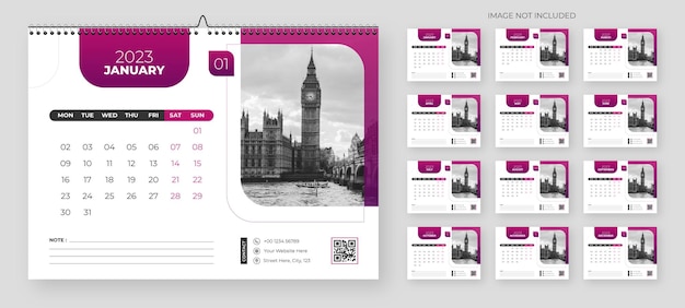 Modern new year 2023 desk calendar template